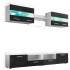Mueble de salón de TV con luces LED negro brillante 5