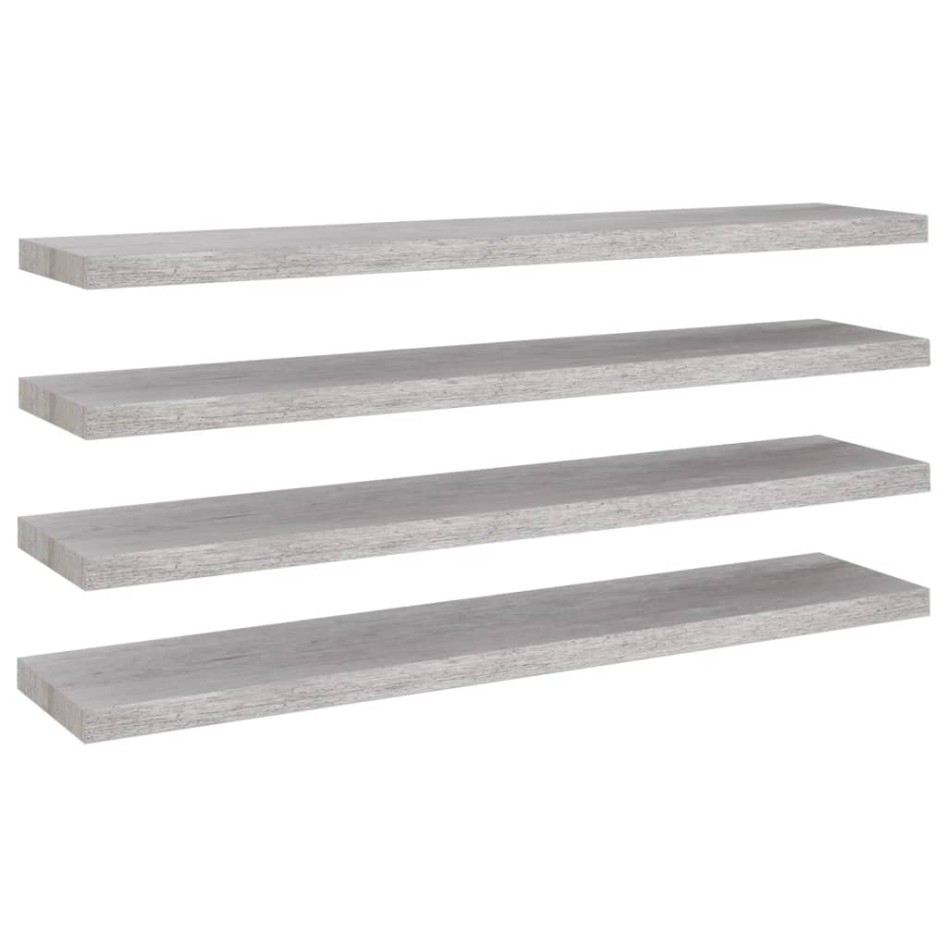 Estante flotante pared 4 uds MDF gris hormigón 120x23,5x3,8
