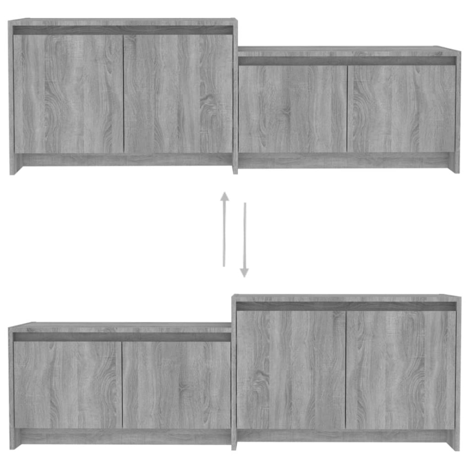 Mueble de TV madera de ingeniería gris ahumado 146,5x35x50