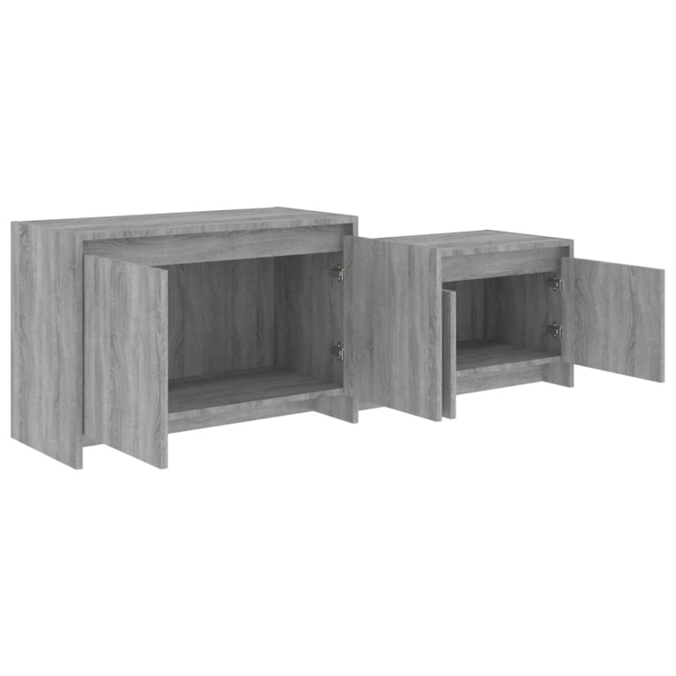 Mueble de TV madera de ingeniería gris ahumado 146,5x35x50