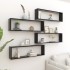 Estantes cubo de pared 4 uds contrachapado negro 100x15x30