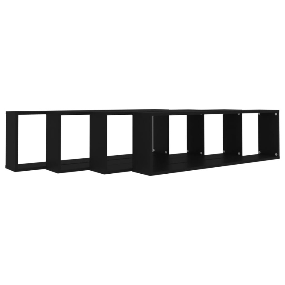 Estantes cubo de pared 4 uds contrachapado negro 100x15x30