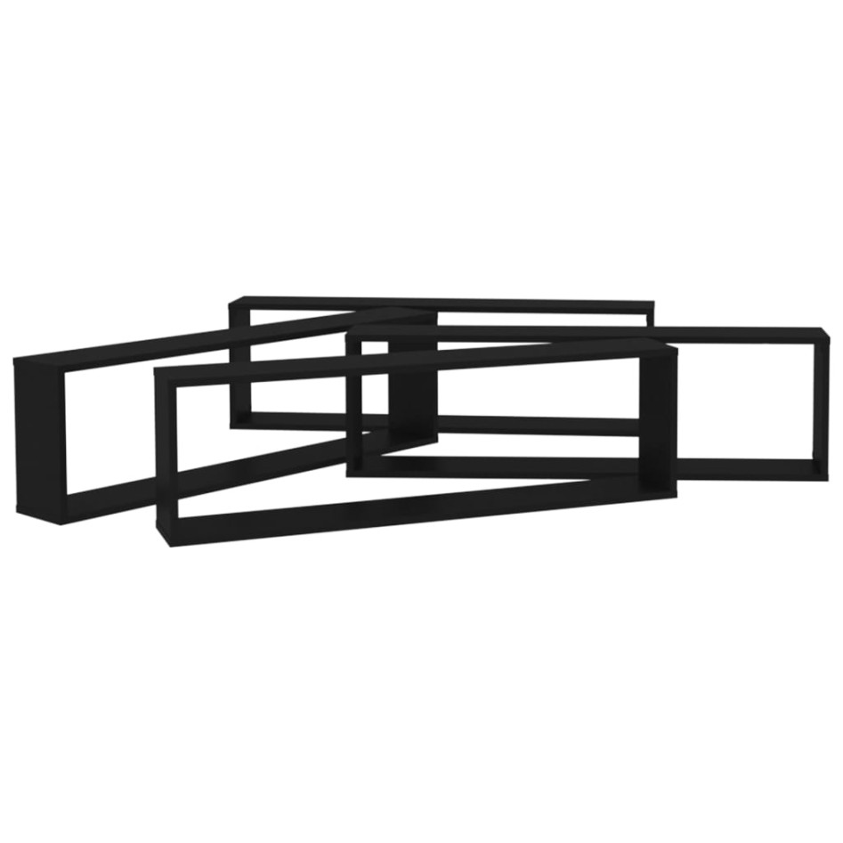 Estantes cubo de pared 4 uds contrachapado negro 100x15x30