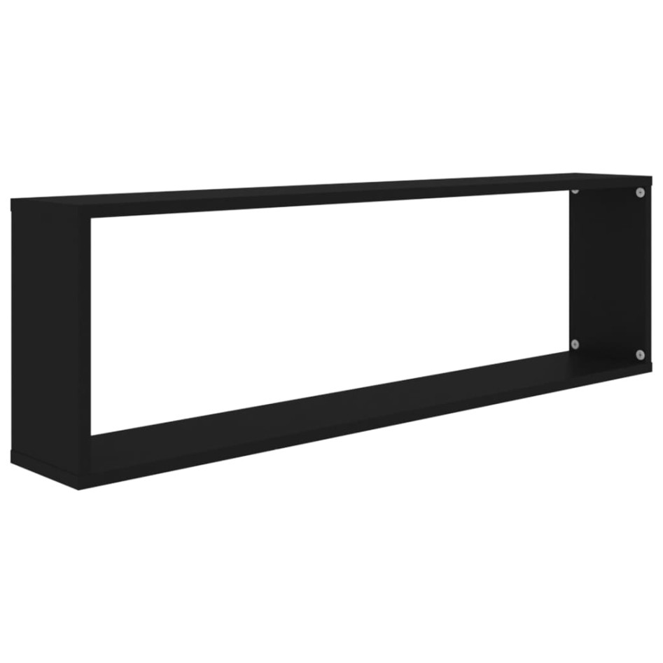 Estantes cubo de pared 4 uds contrachapado negro 100x15x30