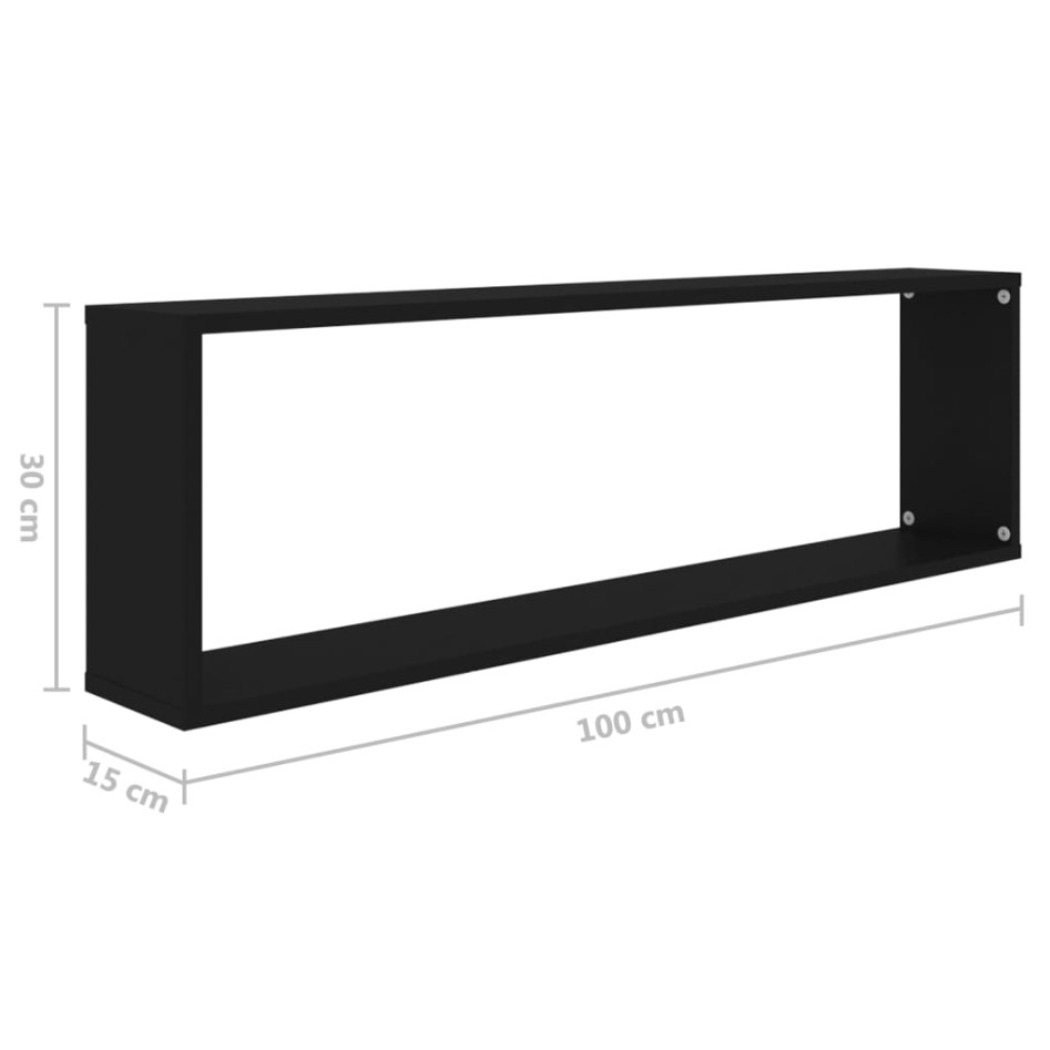 Estantes cubo de pared 4 uds contrachapado negro 100x15x30