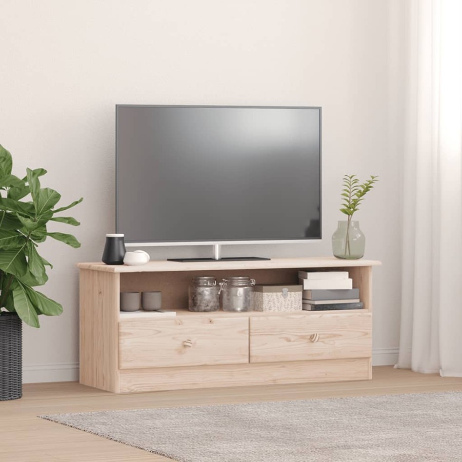 Mueble de TV con cajones ALTA madera maciza pino 100x35x41