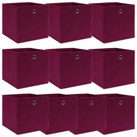 Cajas de almacenaje 10 uds tela rojo oscuro 32x32x32