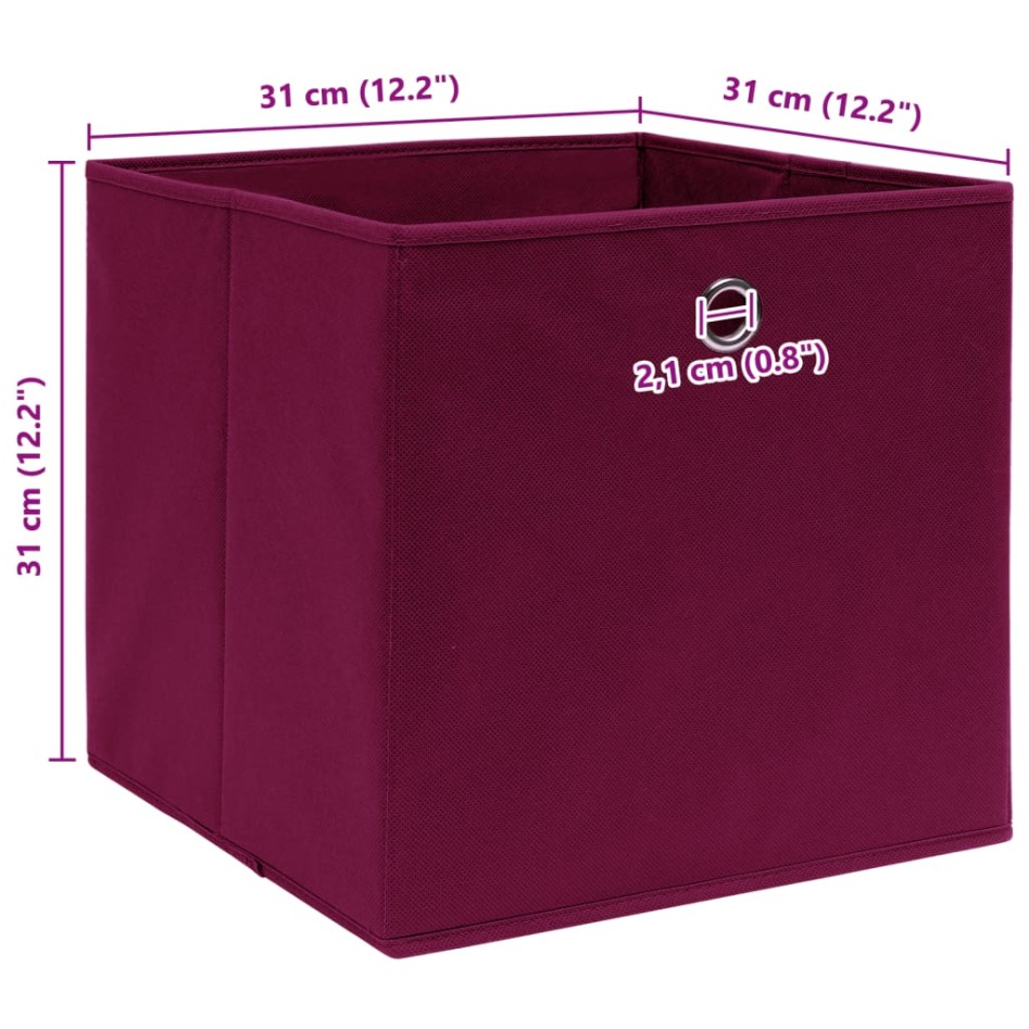 Cajas de almacenaje 10 uds tela rojo oscuro 32x32x32