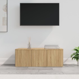 Mueble de TV madera contrachapada color roble 80x34x30