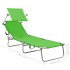 Tumbona plegable con toldo de acero verde
