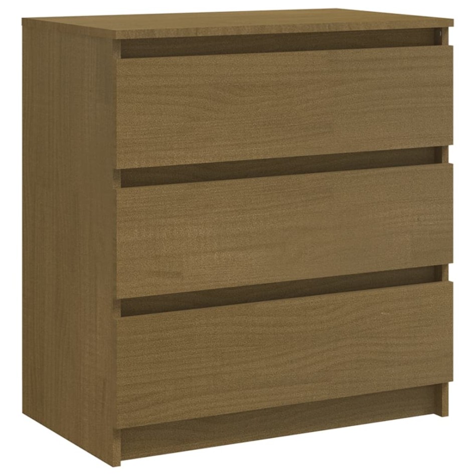 Mesita de noche madera maciza de mango marrón miel 60x36x64