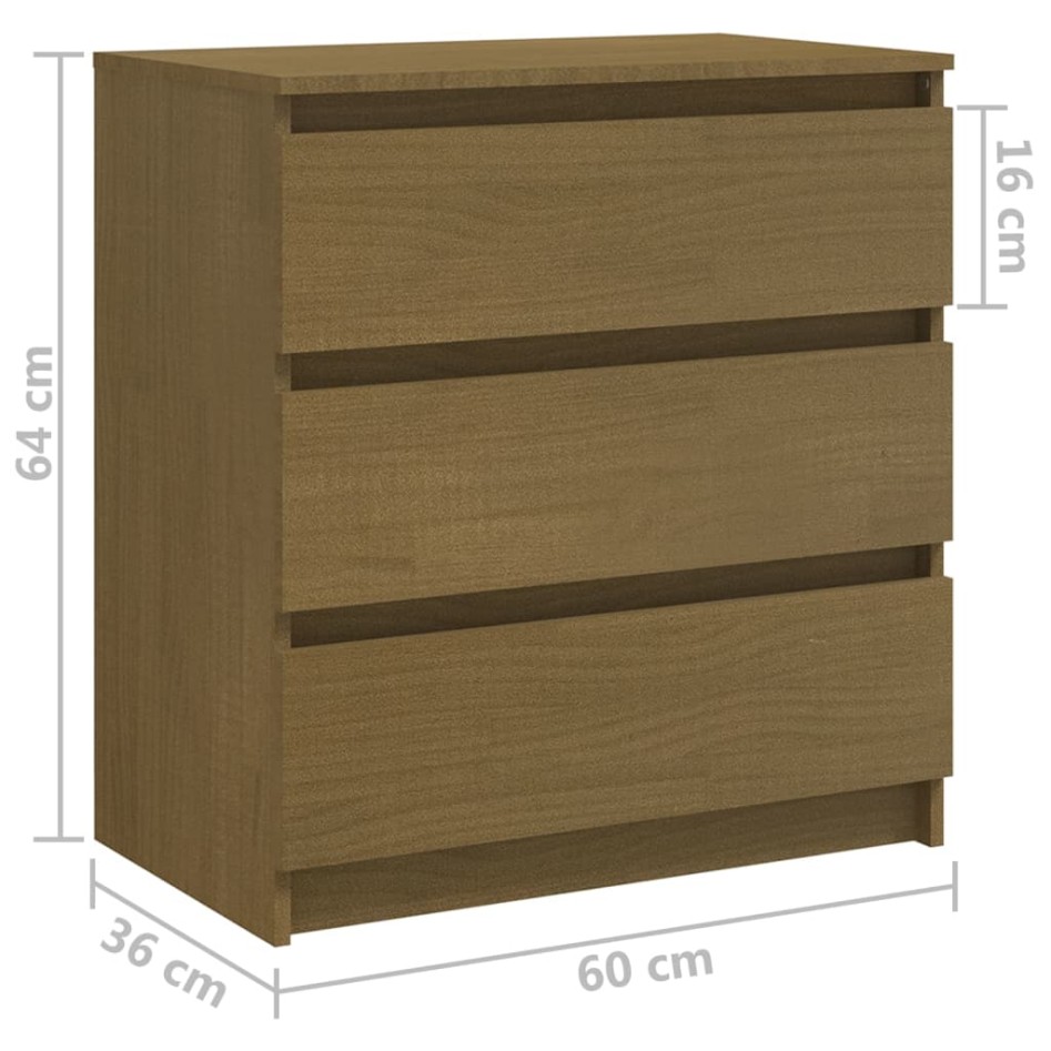 Mesita de noche madera maciza de mango marrón miel 60x36x64