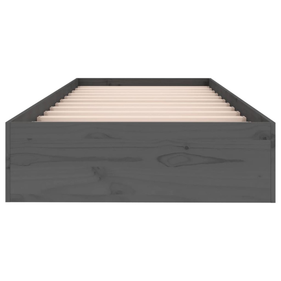 Estructura de cama individual sin colchón madera gris 75x190