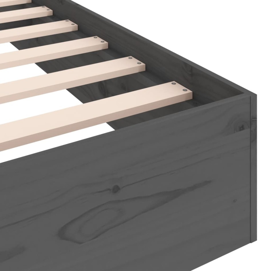 Estructura de cama individual sin colchón madera gris 75x190