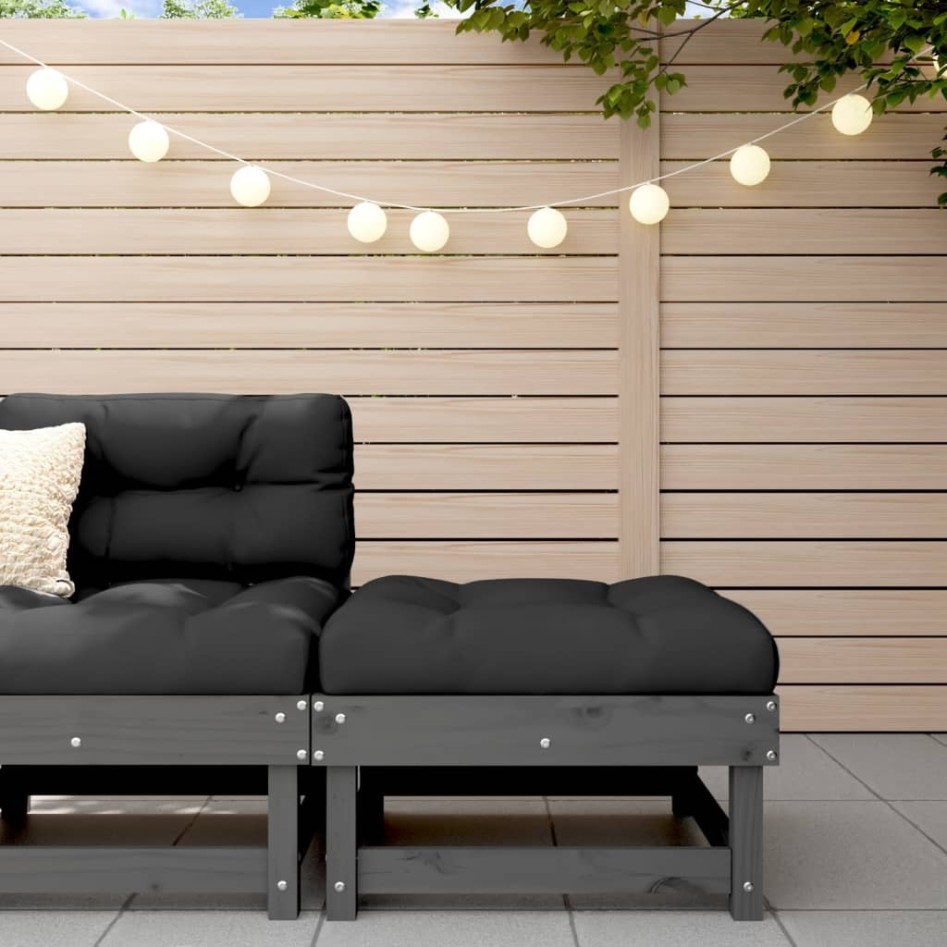 Taburete de jardín con cojín madera maciza de pino