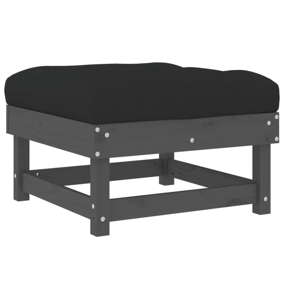 Taburete de jardín con cojín madera maciza de pino