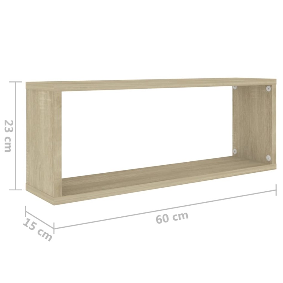 Estante cubo pared 6 uds contrachapado roble Sonoma 60x15x23