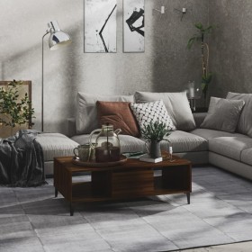 Mesa de centro madera de ingeniería marrón roble 103,5x60x35