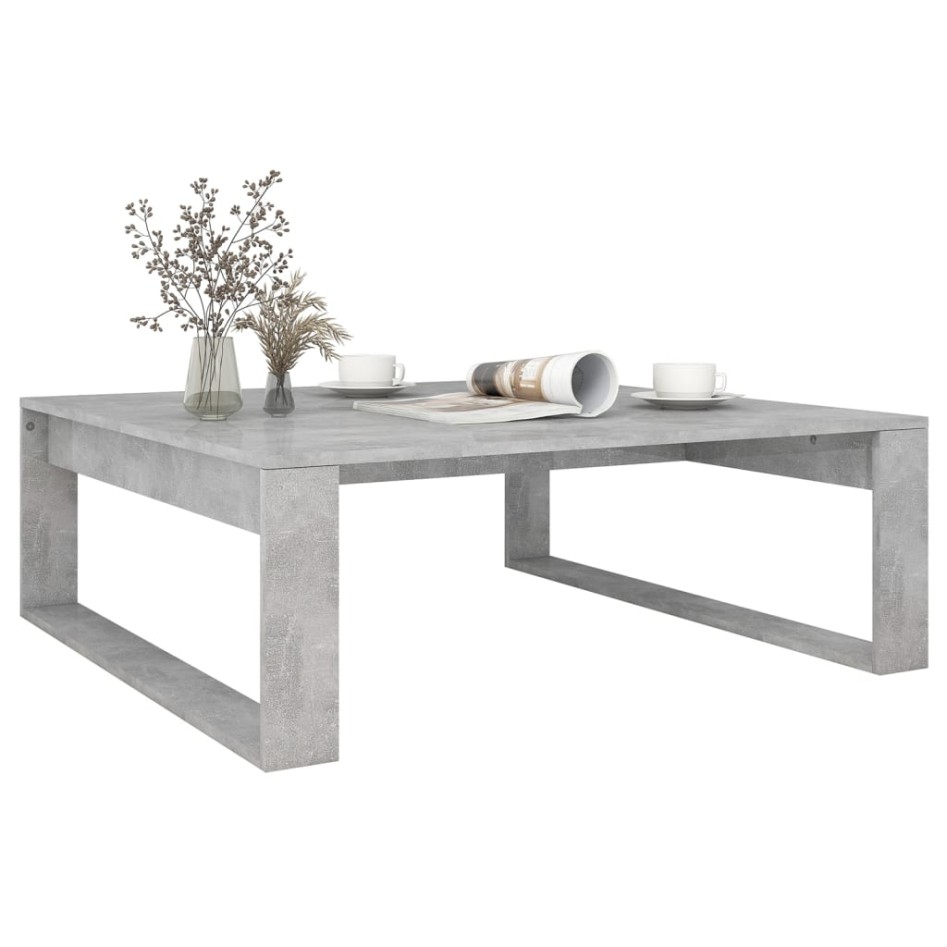 Mesa de centro madera de ingeniería gris hormigón 100x100x35
