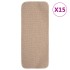 Alfombrillas de escalera 15 uds beige rectangular 60x25