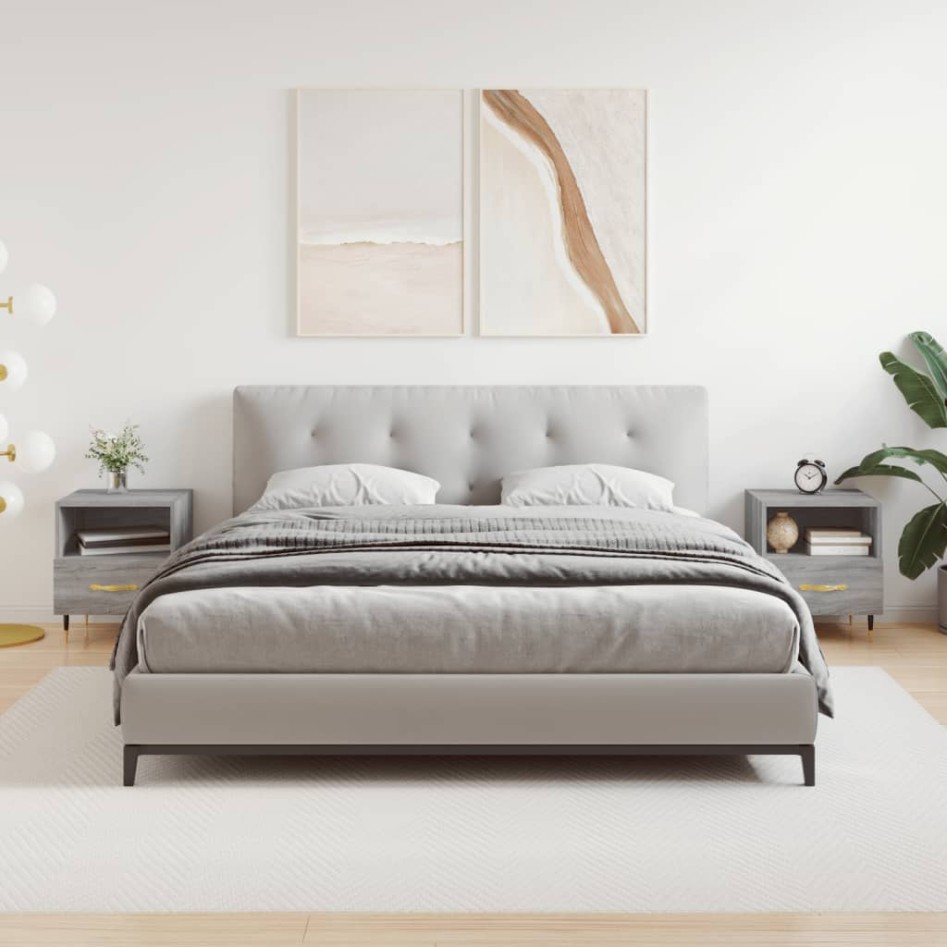 Mesitas noche 2 uds madera ingeniería gris Sonoma 40x35x47,5