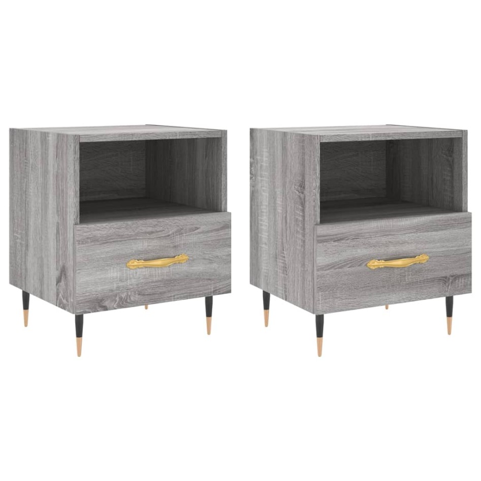 Mesitas noche 2 uds madera ingeniería gris Sonoma 40x35x47,5