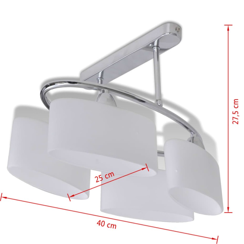 Lámpara de techo pantalla cristal elipse 4 bombillas