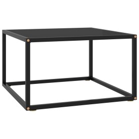 Mesa de centro negra con vidrio negro 60x60x35