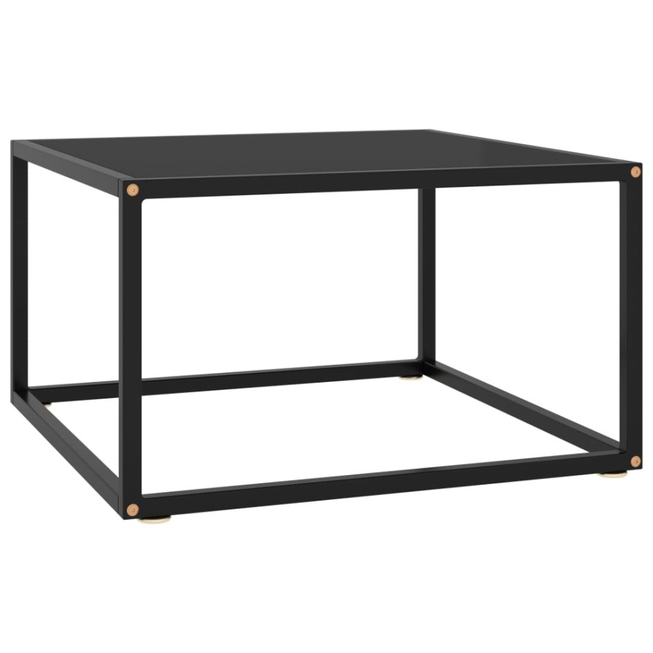 Mesa de centro negra con vidrio negro 60x60x35