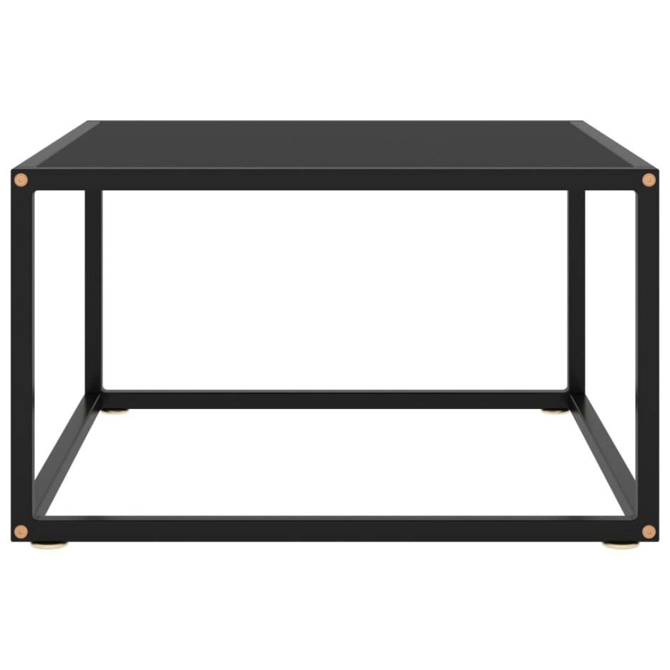 Mesa de centro negra con vidrio negro 60x60x35