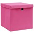 Cajas de almacenaje con tapas 10 uds tela rosa 32x32x32