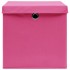Cajas de almacenaje con tapas 10 uds tela rosa 32x32x32