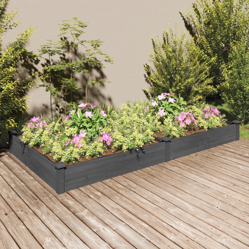 Jardinera arriate con forro madera abeto gris 240x120x25