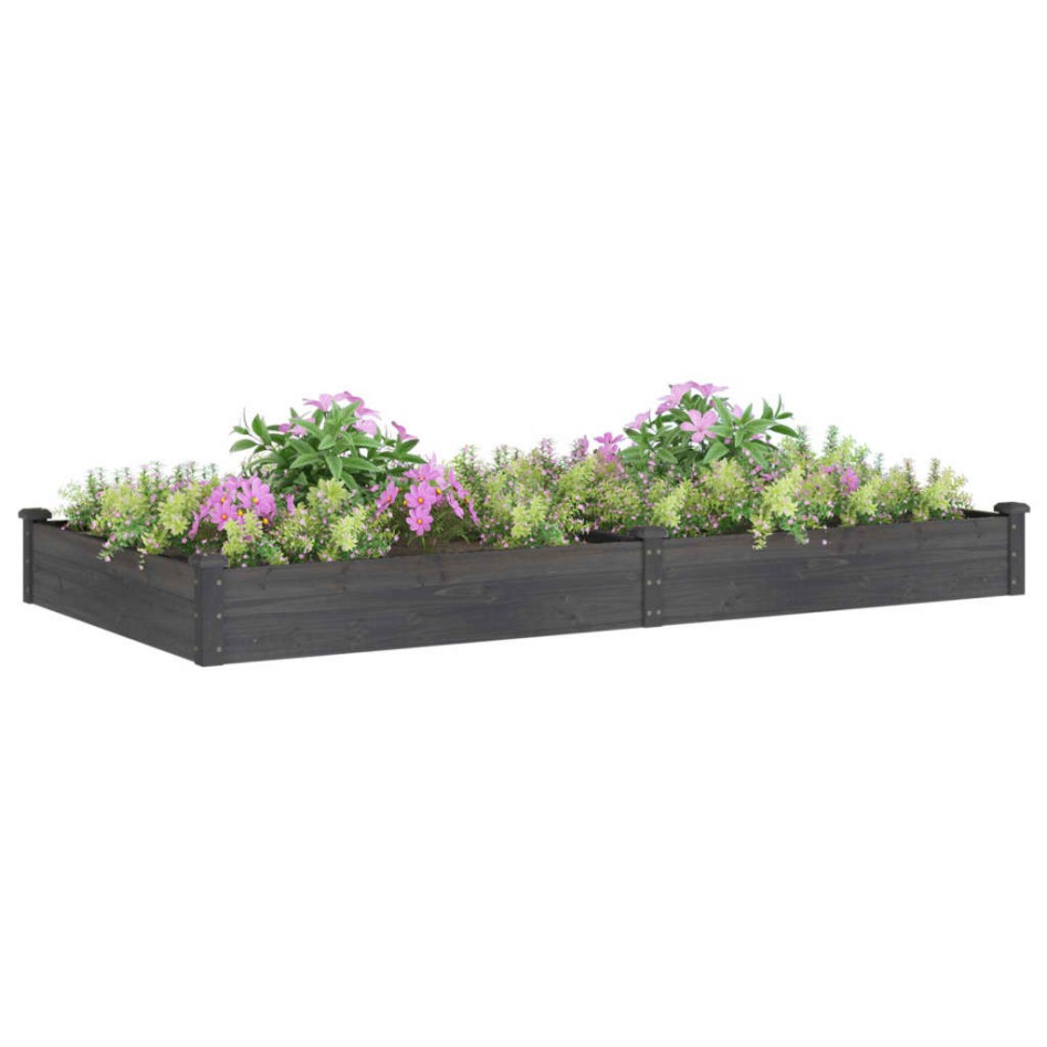 Jardinera arriate con forro madera abeto gris 240x120x25
