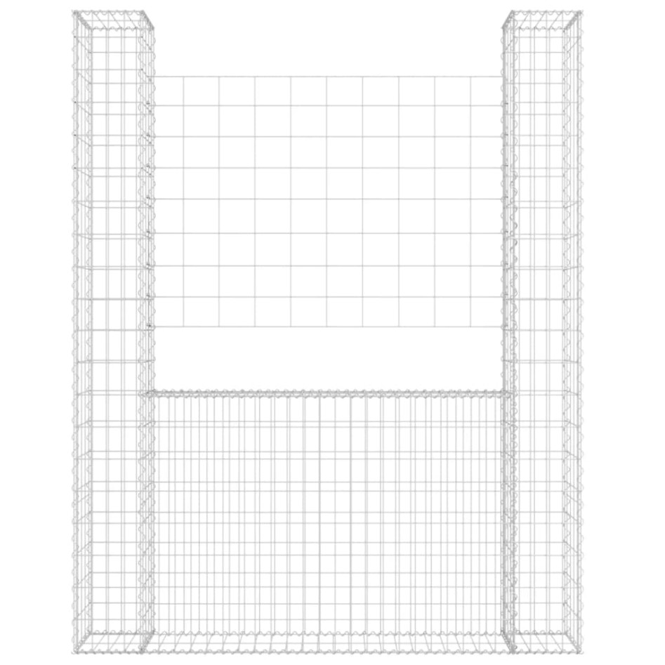 Cesta de gaviones forma de U 2 postes de hierro 140x20x200