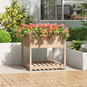 Jardinera con estante madera maciza de pino 82,5x82,5x81