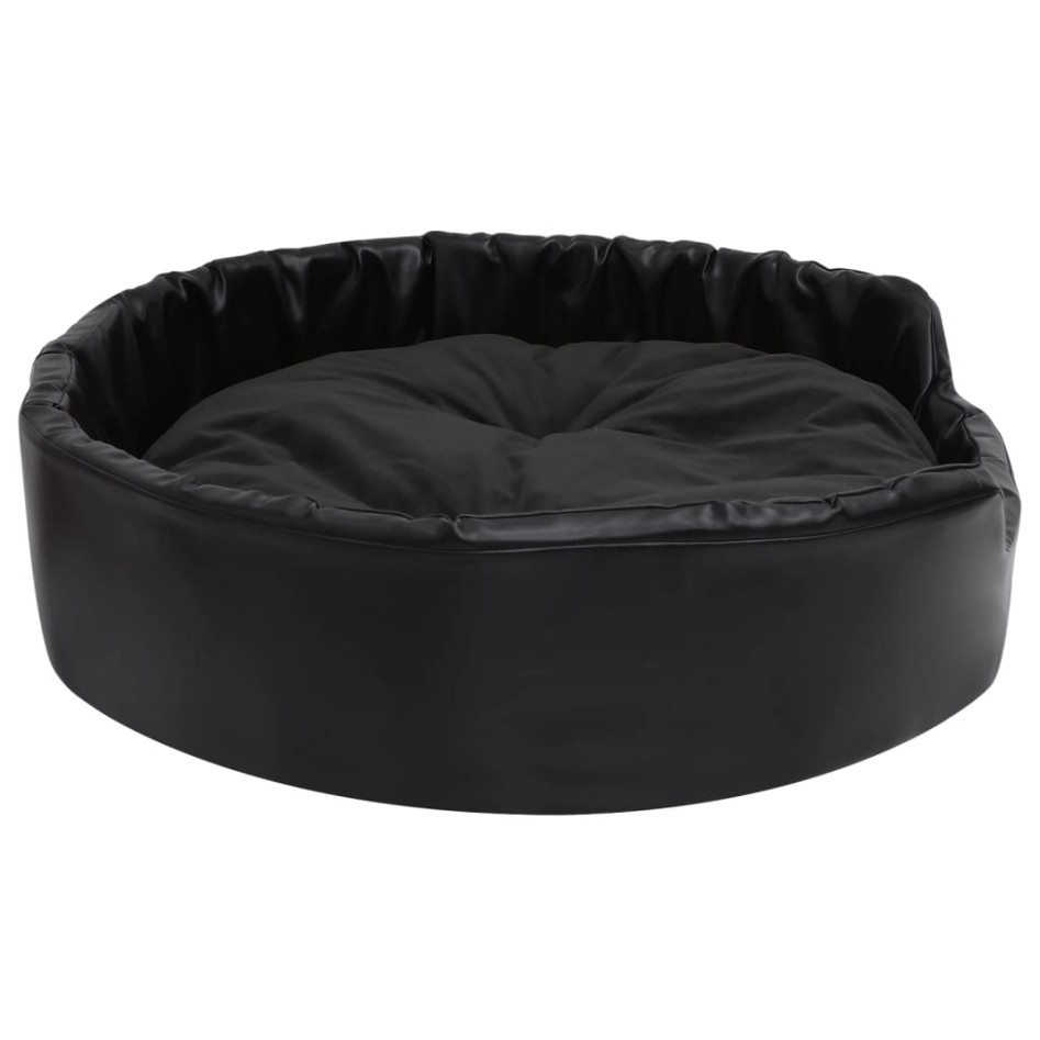 Cama para perros felpa y cuero sintético negra 90x79x20