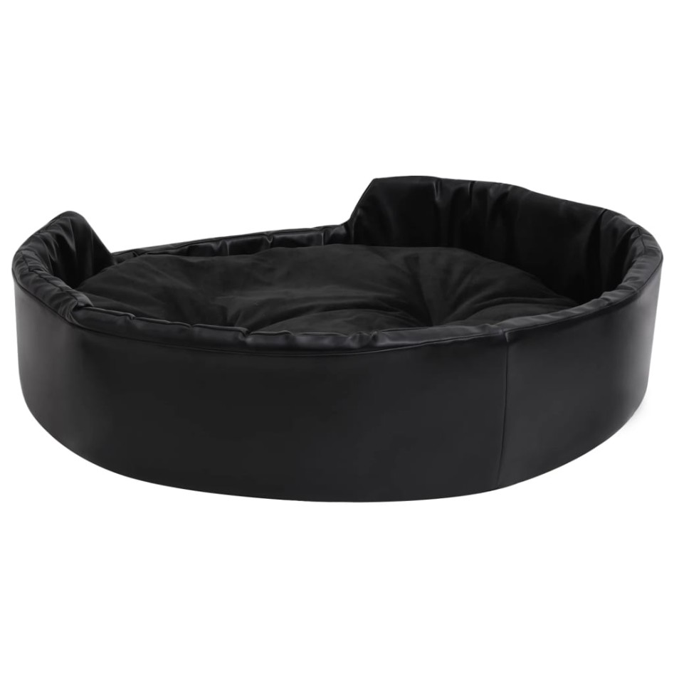 Cama para perros felpa y cuero sintético negra 90x79x20