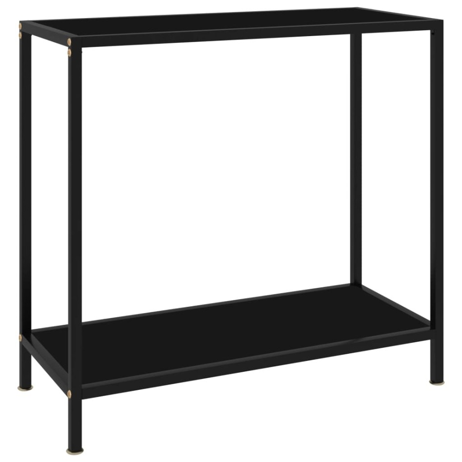 Mesa de consola negro vidrio templado 80x35x75