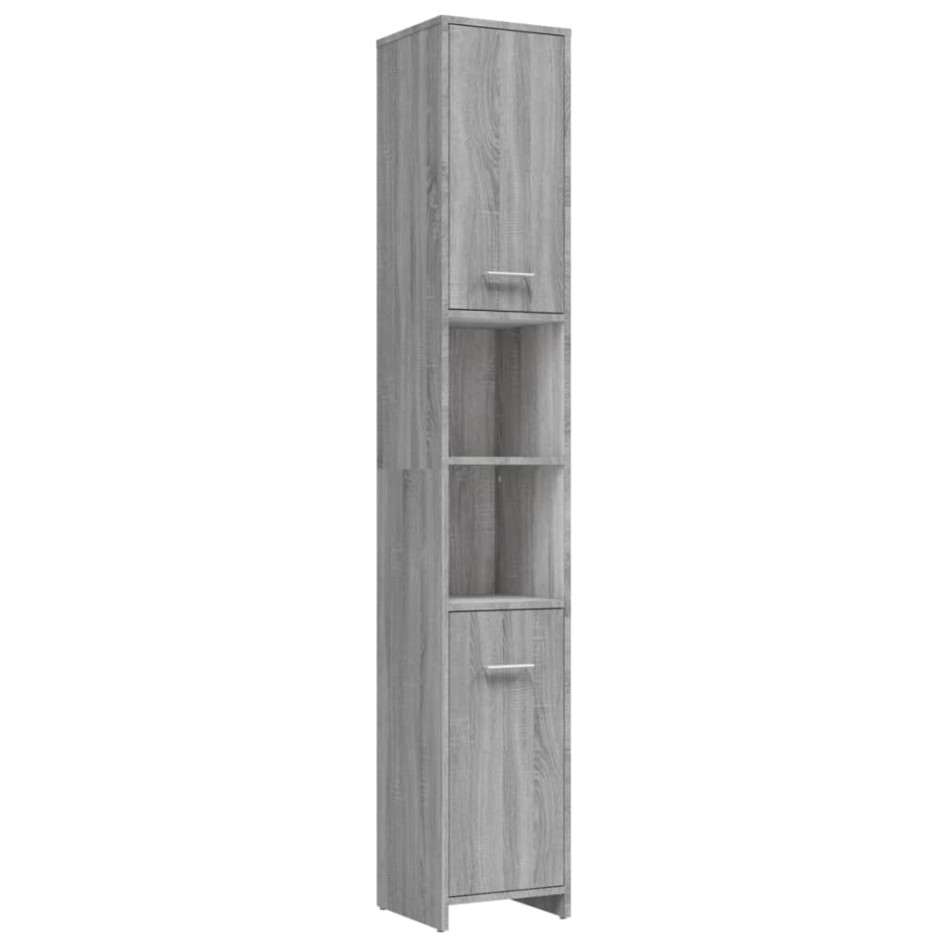 Armario de baño madera contrachapada gris Sonoma 30x30x183,5