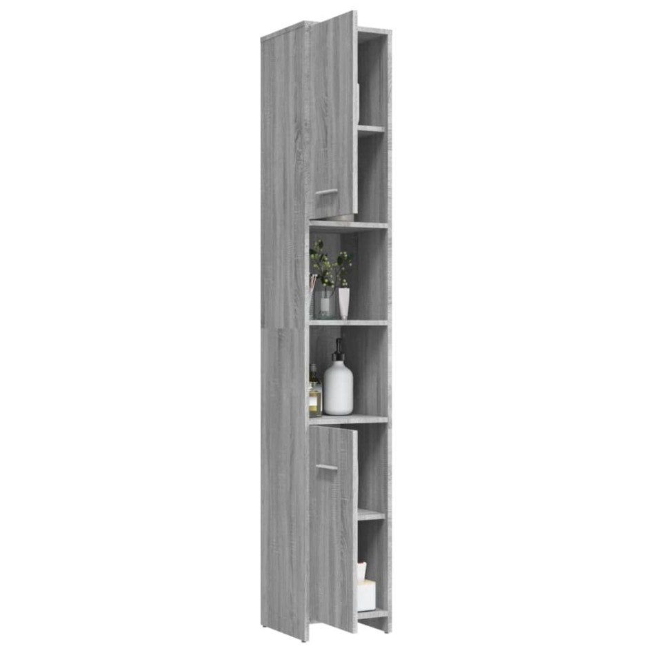 Armario de baño madera contrachapada gris Sonoma 30x30x183,5
