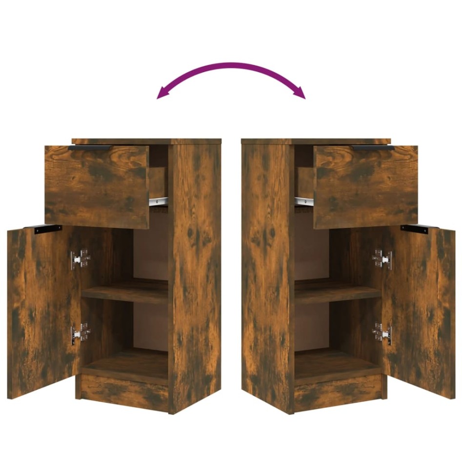 Aparadores 2 uds madera contrachapada roble ahumado 30x30x70