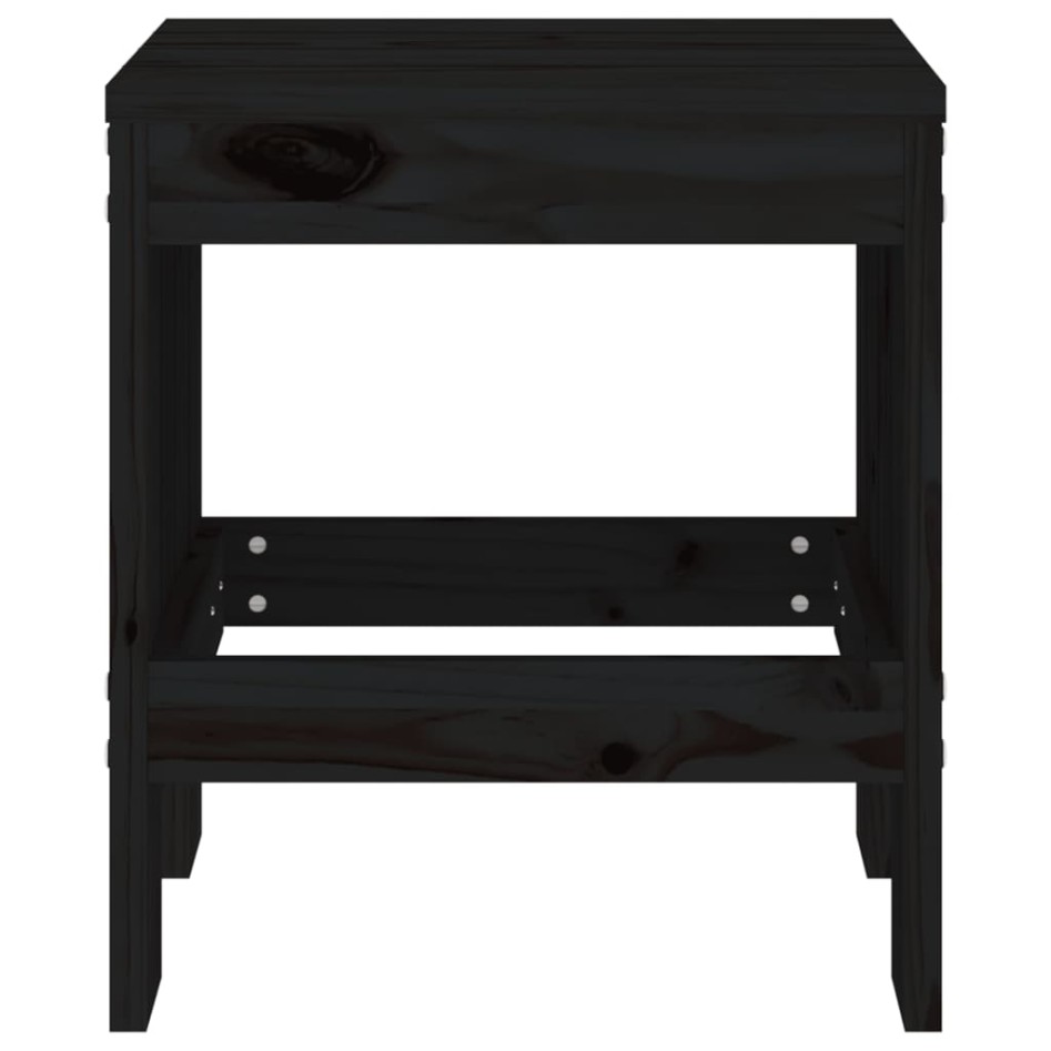 Taburetes de jardín 2 uds madera maciza pino negro 40x36x45