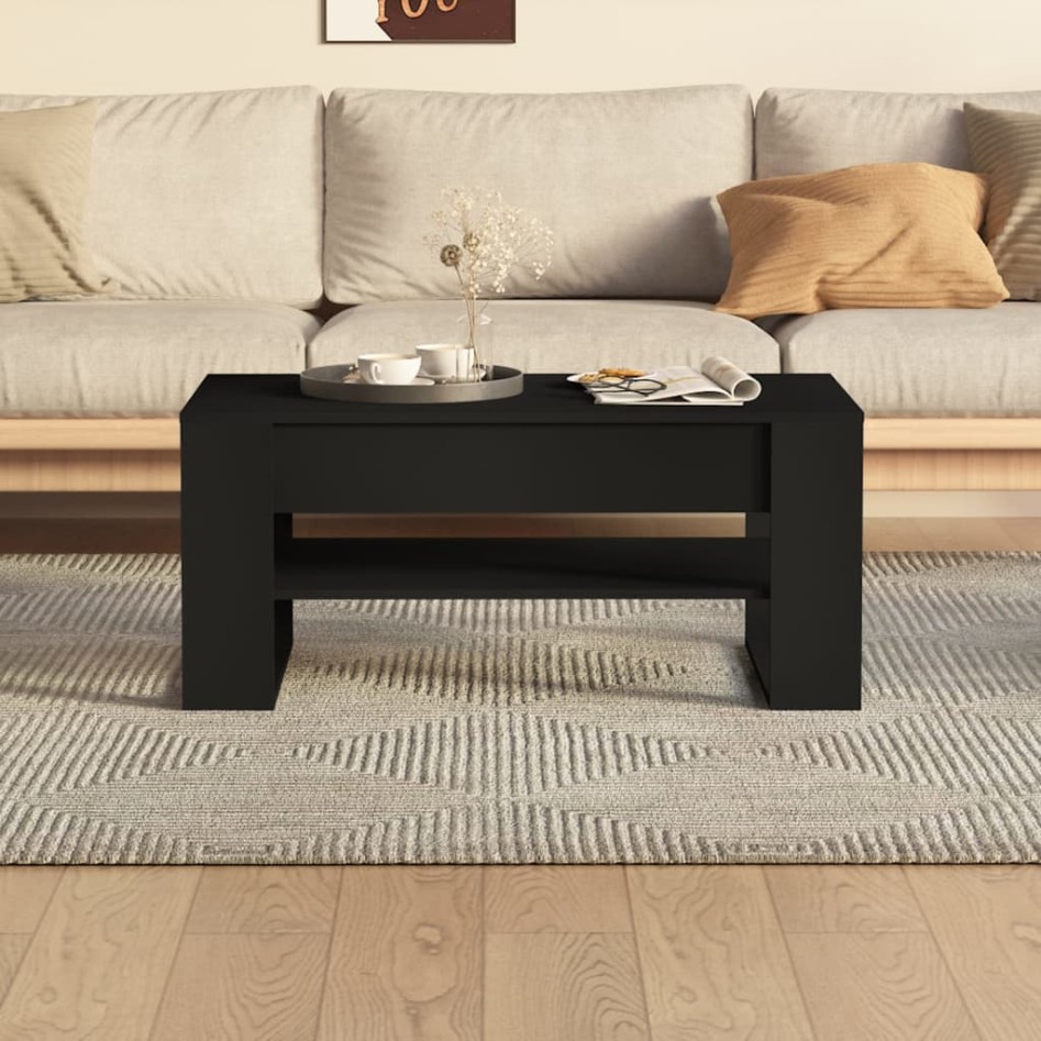 Mesa de centro madera de ingeniería negro 102x55x45