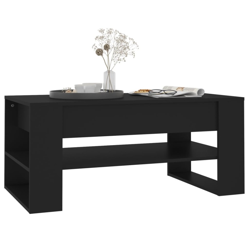 Mesa de centro madera de ingeniería negro 102x55x45
