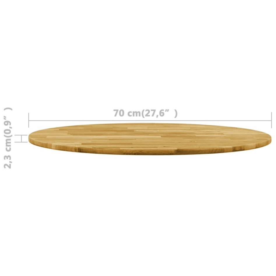 Superficie de mesa redonda madera maciza de roble 23 mm 700