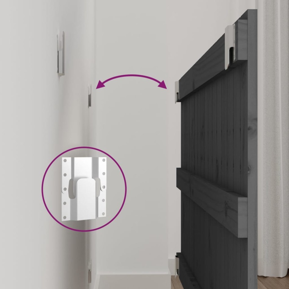 Cabecero de cama de pared madera maciza pino gris 95,5x3x60