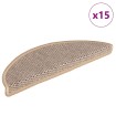 Alfombrilla autoadhesiva escalera sisal 15 uds beige 56x17x3 cm