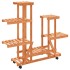 Soporte de flores con ruedas madera maciza abeto 95x25x101
