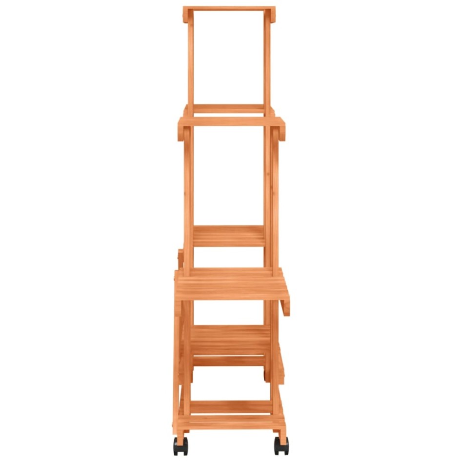 Soporte de flores con ruedas madera maciza abeto 95x25x101